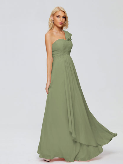 Kylie One-Shoulder Ruffles Chiffon Bridesmaid Dresses