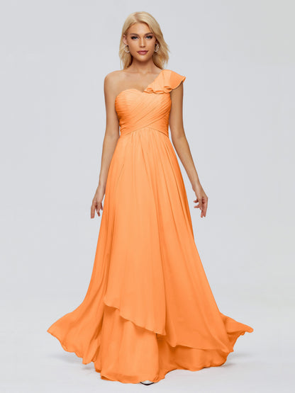 Kylie One-Shoulder Ruffles Chiffon Bridesmaid Dresses