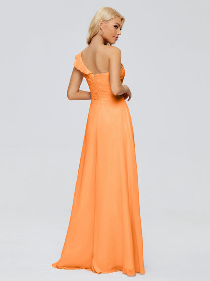 Kylie One-Shoulder Ruffles Chiffon Bridesmaid Dresses