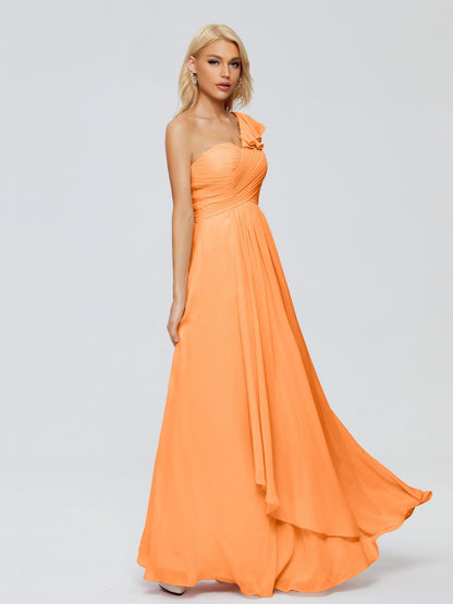 Kylie One-Shoulder Ruffles Chiffon Bridesmaid Dresses