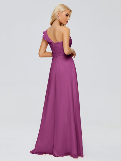 Kylie One-Shoulder Ruffles Chiffon Bridesmaid Dresses