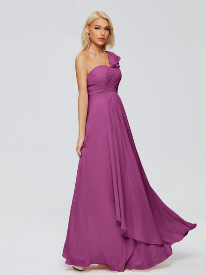 Kylie One-Shoulder Ruffles Chiffon Bridesmaid Dresses