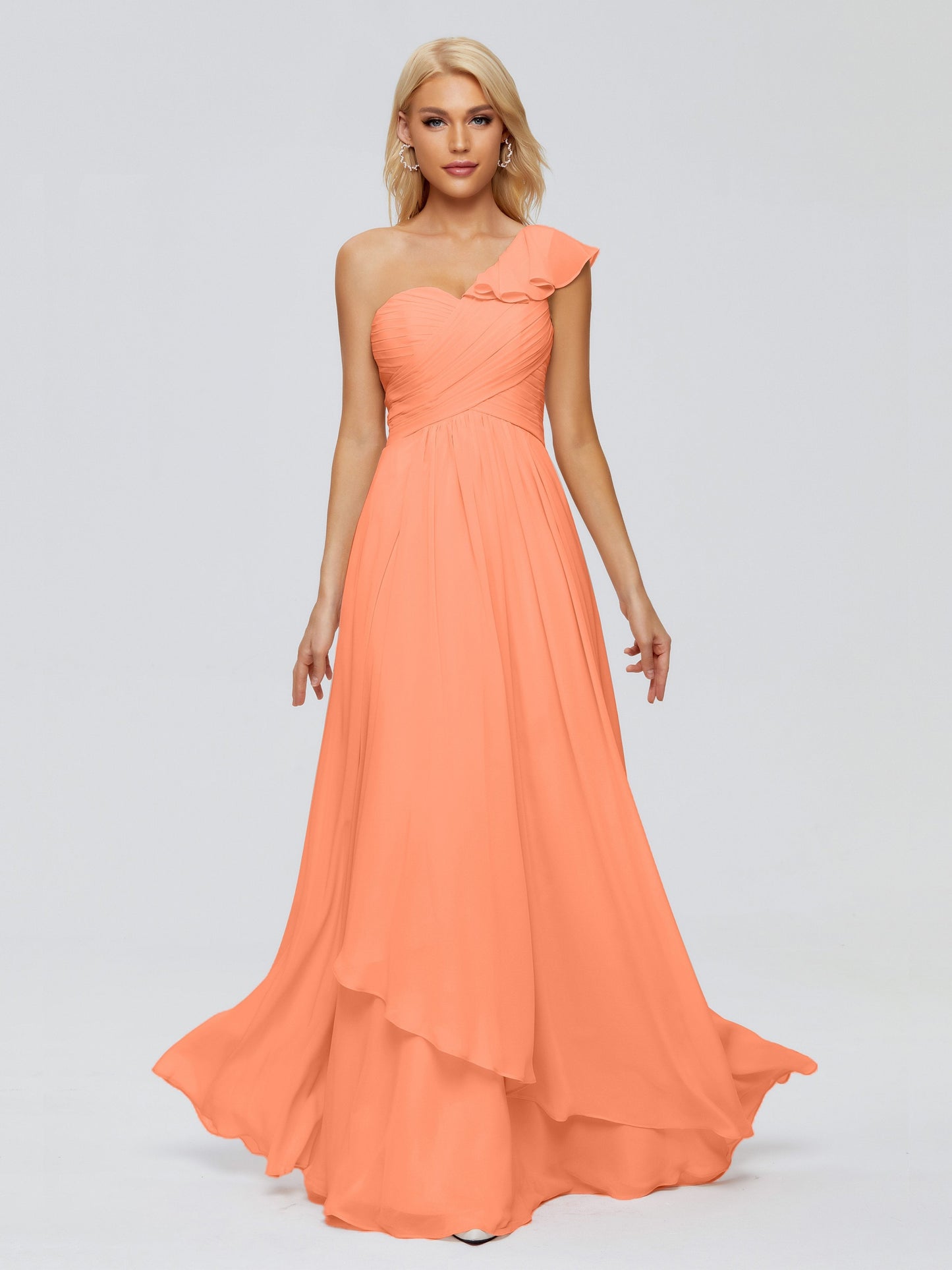 Kylie One-Shoulder Ruffles Chiffon Bridesmaid Dresses