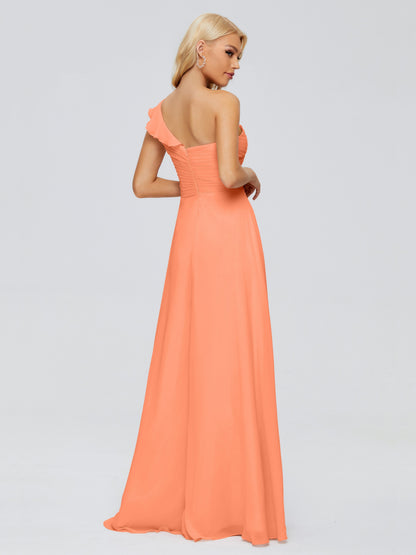 Kylie One-Shoulder Ruffles Chiffon Bridesmaid Dresses