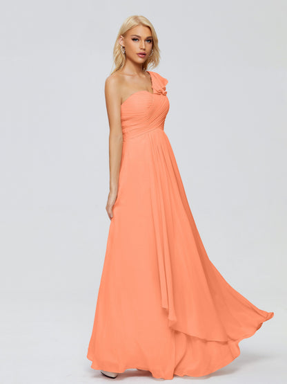 Kylie One-Shoulder Ruffles Chiffon Bridesmaid Dresses