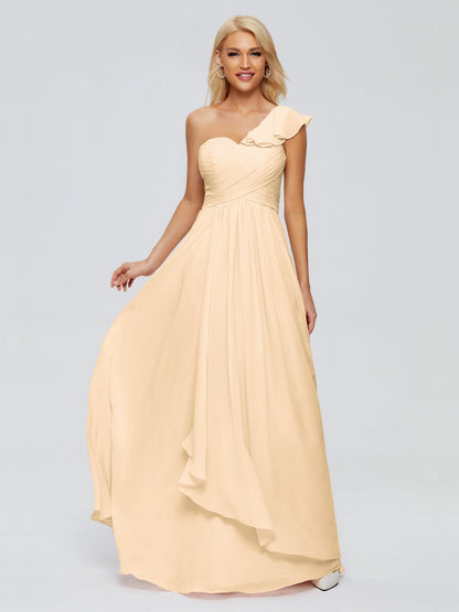 Kylie One-Shoulder Ruffles Chiffon Bridesmaid Dresses