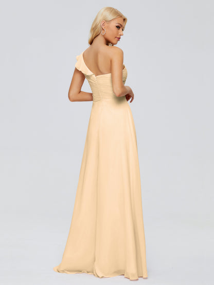Kylie One-Shoulder Ruffles Chiffon Bridesmaid Dresses