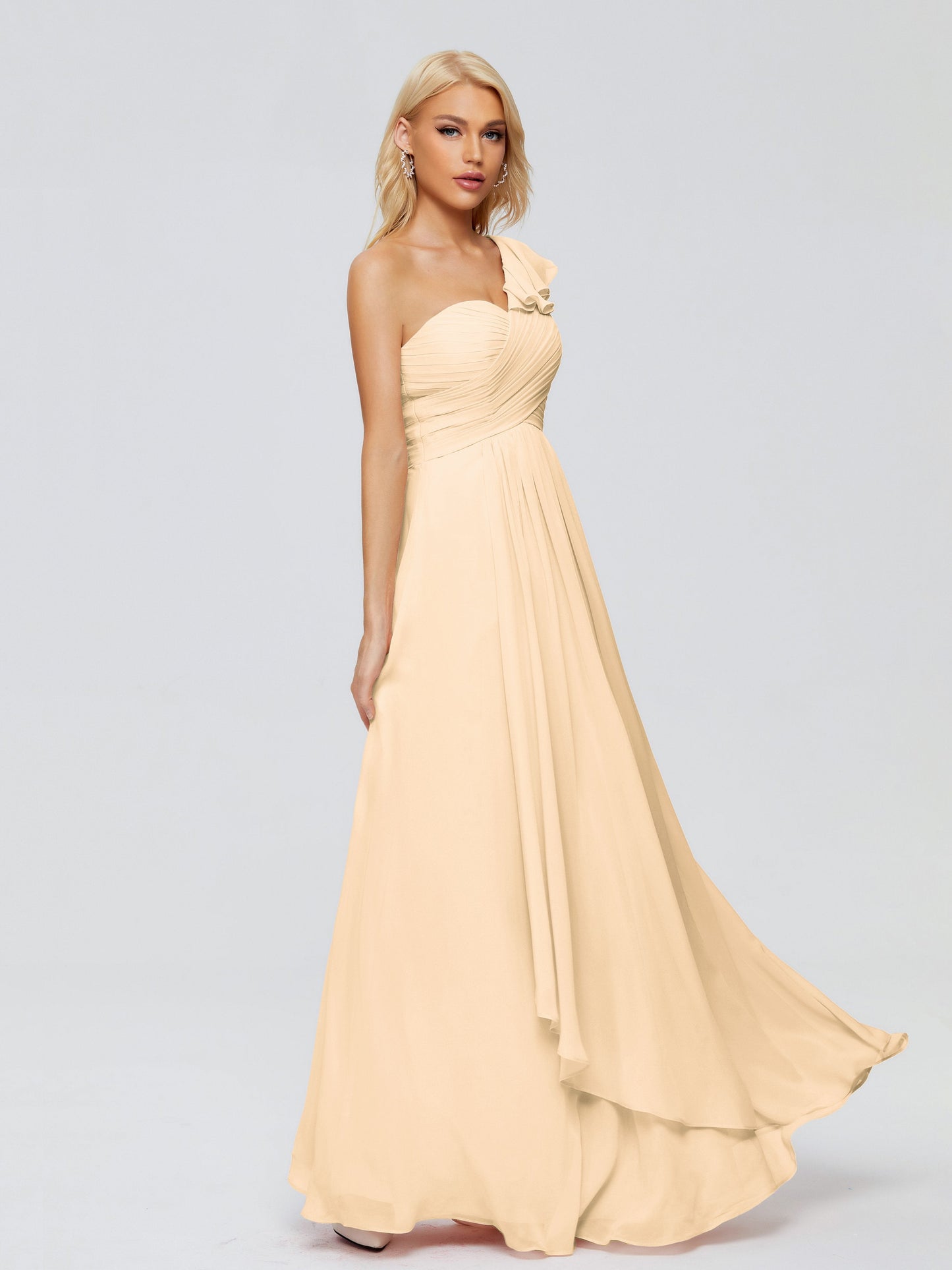 Kylie One-Shoulder Ruffles Chiffon Bridesmaid Dresses
