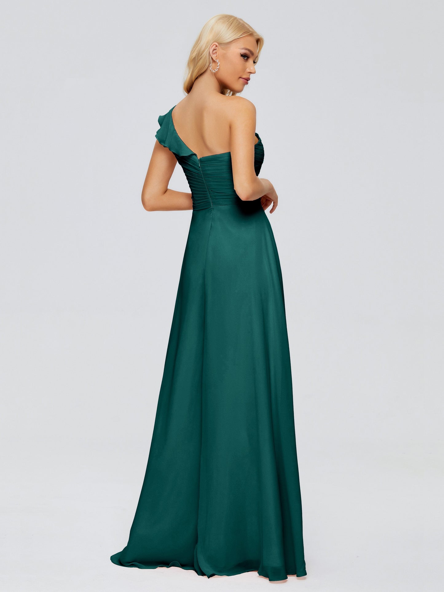 Kylie One-Shoulder Ruffles Chiffon Bridesmaid Dresses