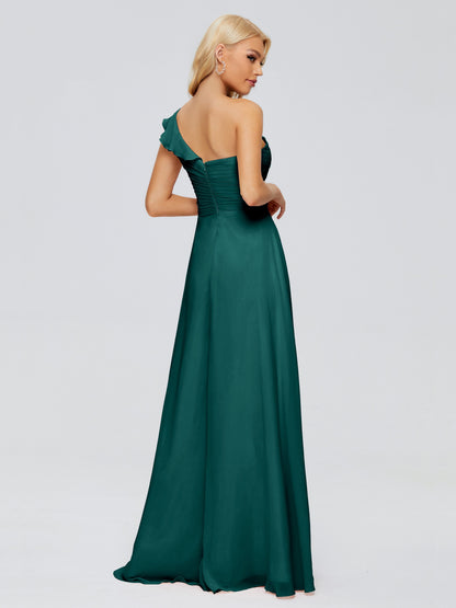 Kylie One-Shoulder Ruffles Chiffon Bridesmaid Dresses