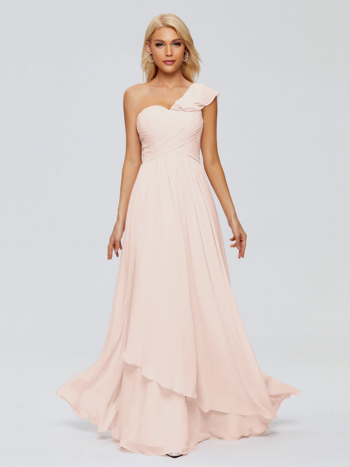 Kylie One-Shoulder Ruffles Chiffon Bridesmaid Dresses