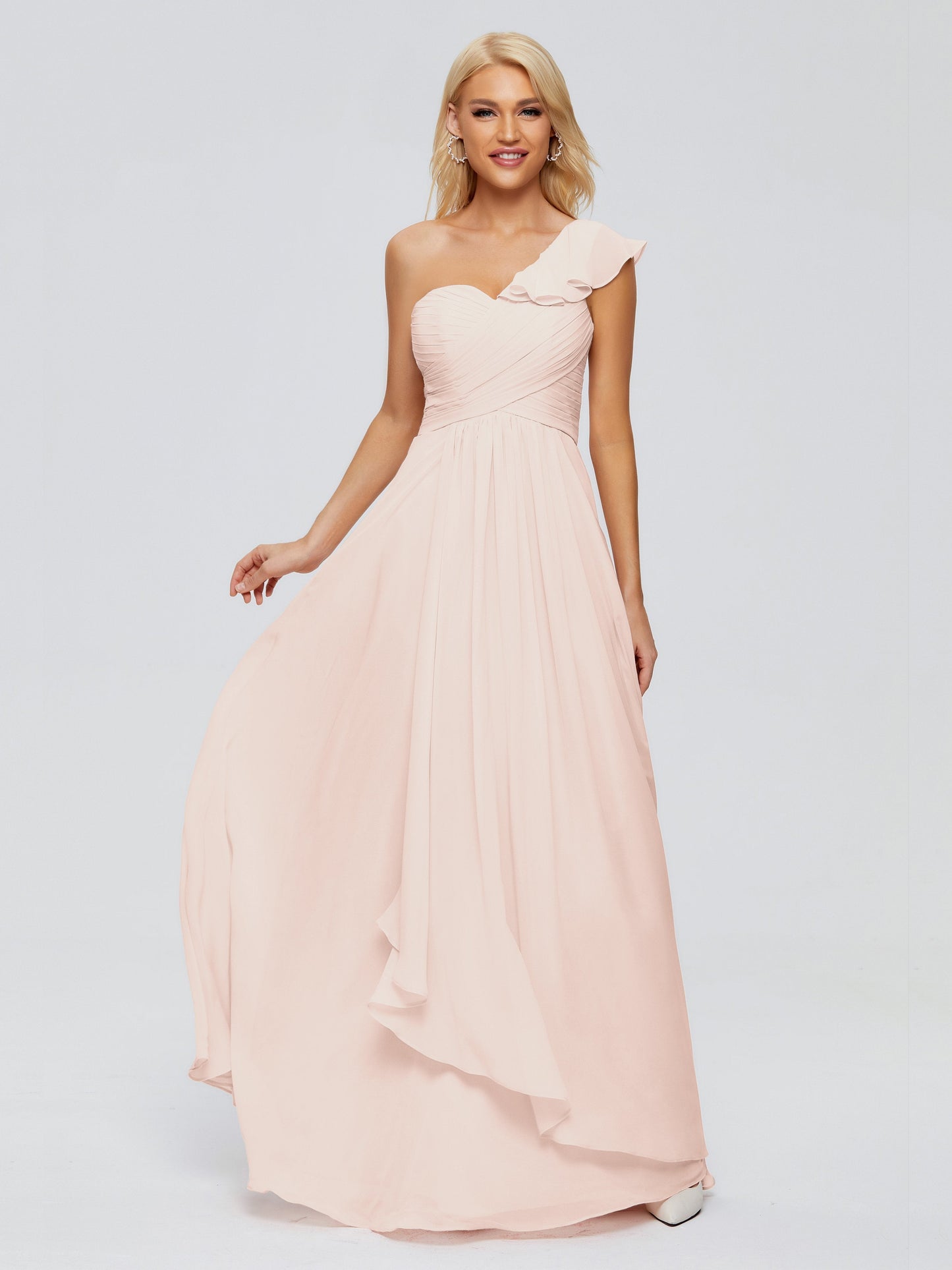 Kylie One-Shoulder Ruffles Chiffon Bridesmaid Dresses