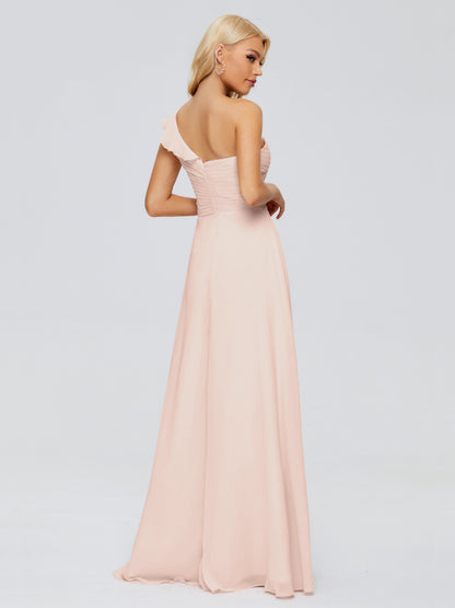 Kylie One-Shoulder Ruffles Chiffon Bridesmaid Dresses