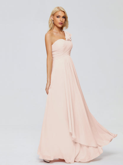 Kylie One-Shoulder Ruffles Chiffon Bridesmaid Dresses