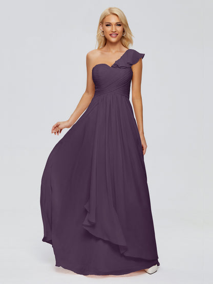 Kylie One-Shoulder Ruffles Chiffon Bridesmaid Dresses