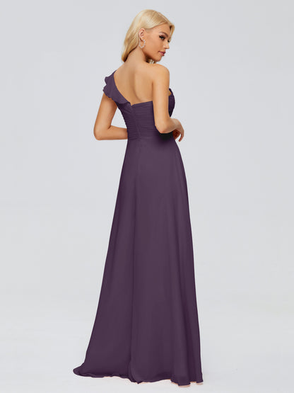 Kylie One-Shoulder Ruffles Chiffon Bridesmaid Dresses