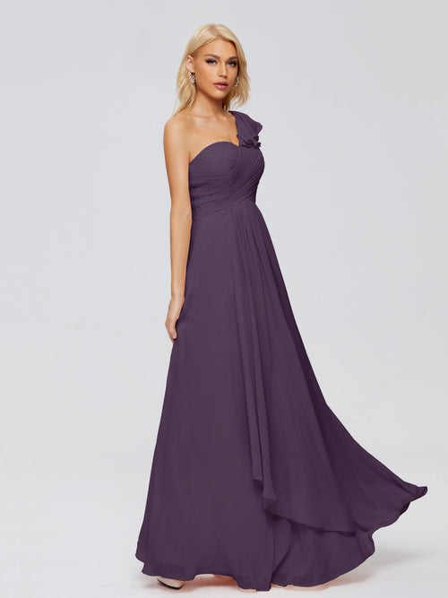 Kylie One-Shoulder Ruffles Chiffon Bridesmaid Dresses