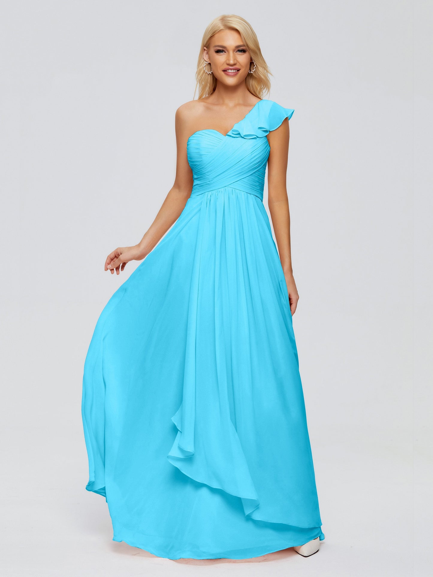 Kylie One-Shoulder Ruffles Chiffon Bridesmaid Dresses
