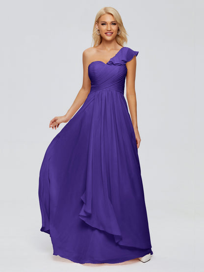 Kylie One-Shoulder Ruffles Chiffon Bridesmaid Dresses