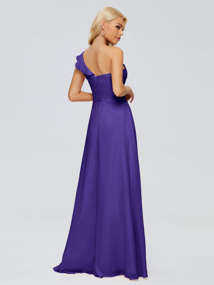 Kylie One-Shoulder Ruffles Chiffon Bridesmaid Dresses