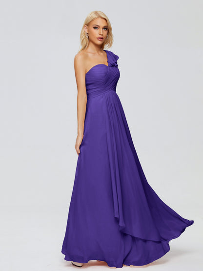 Kylie One-Shoulder Ruffles Chiffon Bridesmaid Dresses