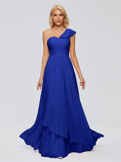 Kylie One-Shoulder Ruffles Chiffon Bridesmaid Dresses