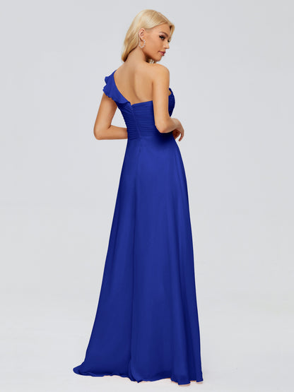 Kylie One-Shoulder Ruffles Chiffon Bridesmaid Dresses