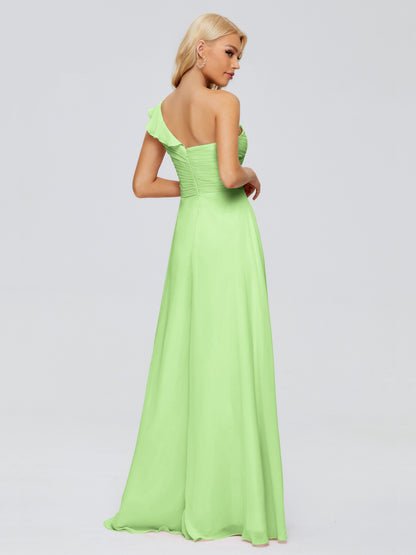 Kylie One-Shoulder Ruffles Chiffon Bridesmaid Dresses
