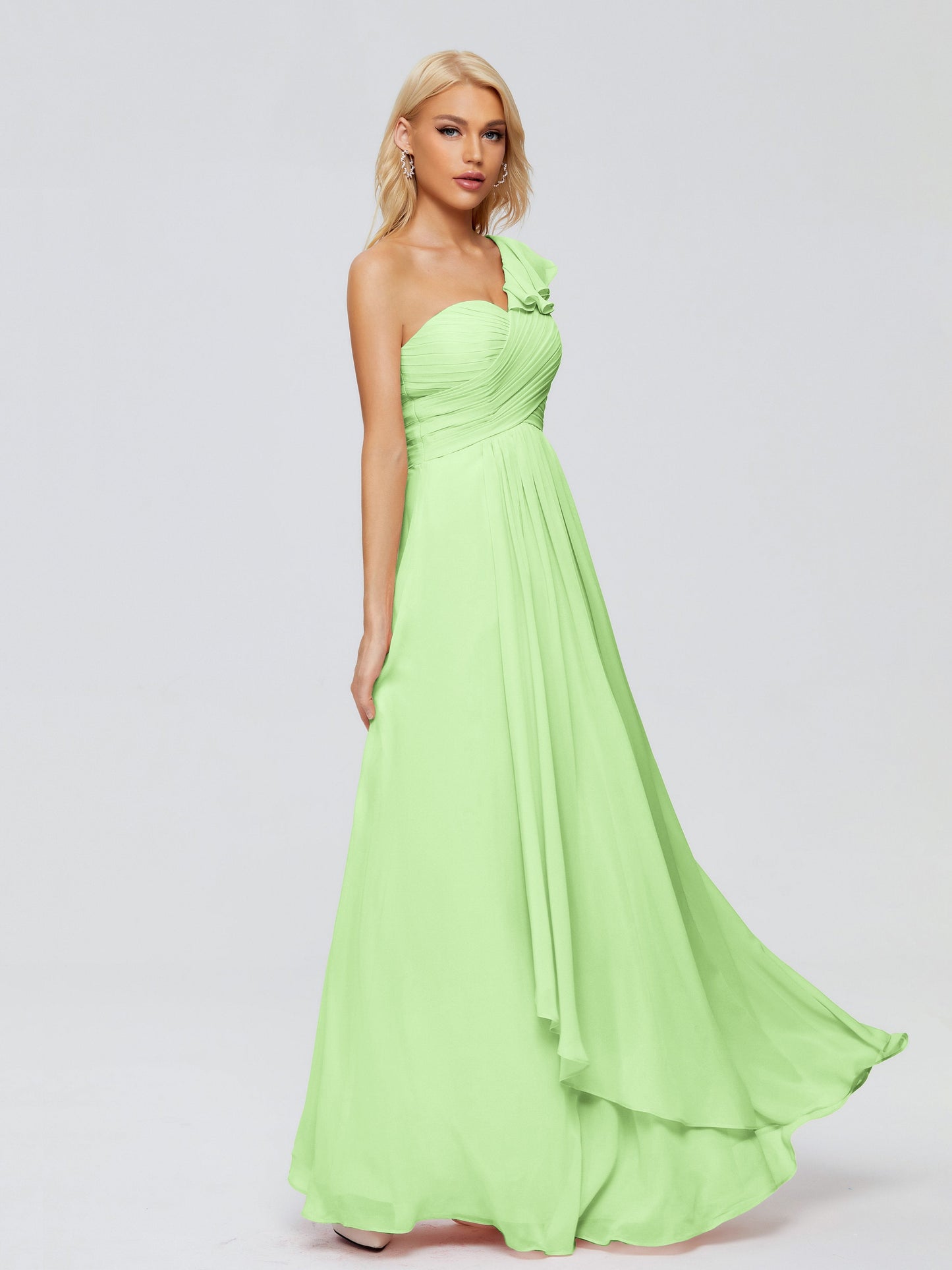Kylie One-Shoulder Ruffles Chiffon Bridesmaid Dresses