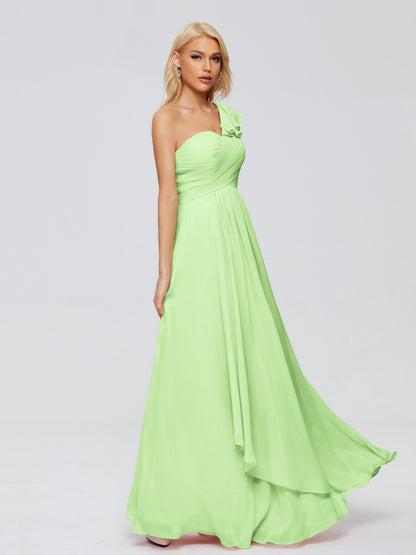 Kylie One-Shoulder Ruffles Chiffon Bridesmaid Dresses