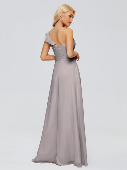 Kylie One-Shoulder Ruffles Chiffon Bridesmaid Dresses
