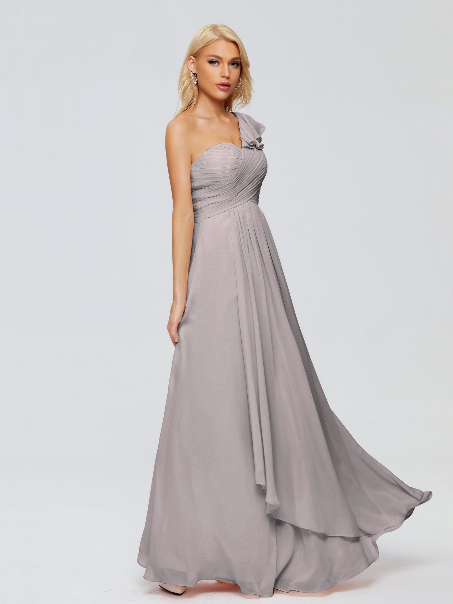 Kylie One-Shoulder Ruffles Chiffon Bridesmaid Dresses
