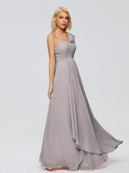 Kylie One-Shoulder Ruffles Chiffon Bridesmaid Dresses