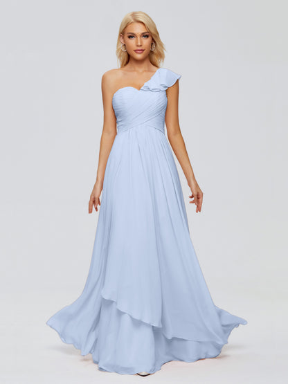 Kylie One-Shoulder Ruffles Chiffon Bridesmaid Dresses