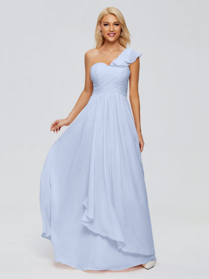 Kylie One-Shoulder Ruffles Chiffon Bridesmaid Dresses