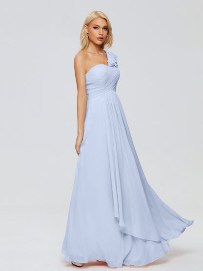 Kylie One-Shoulder Ruffles Chiffon Bridesmaid Dresses