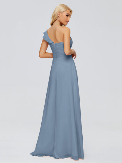Kylie One-Shoulder Ruffles Chiffon Bridesmaid Dresses