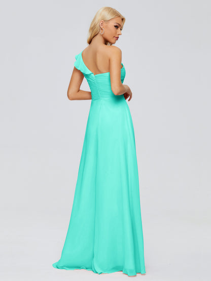 Kylie One-Shoulder Ruffles Chiffon Bridesmaid Dresses