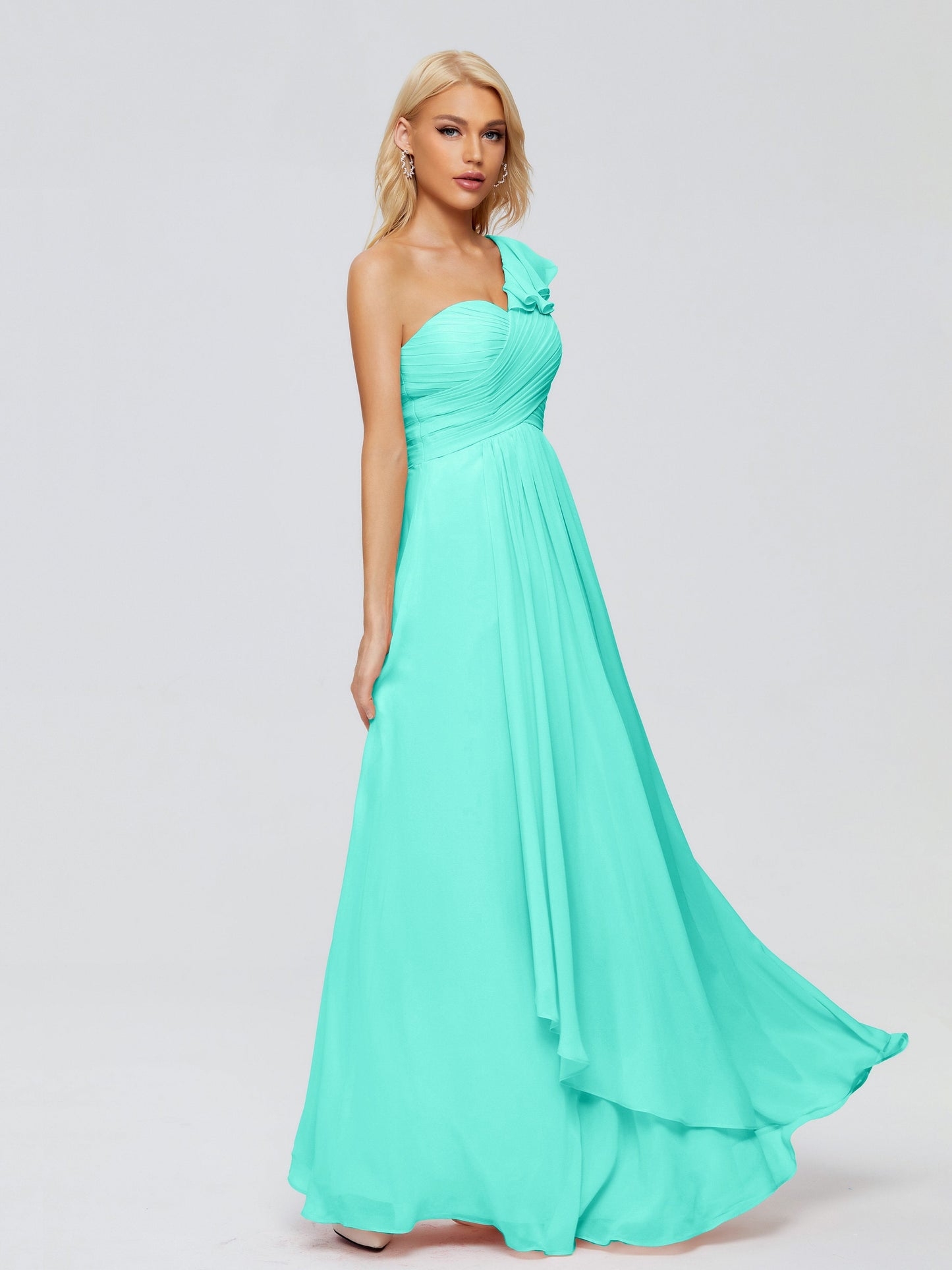 Kylie One-Shoulder Ruffles Chiffon Bridesmaid Dresses