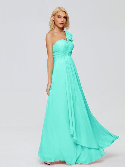 Kylie One-Shoulder Ruffles Chiffon Bridesmaid Dresses