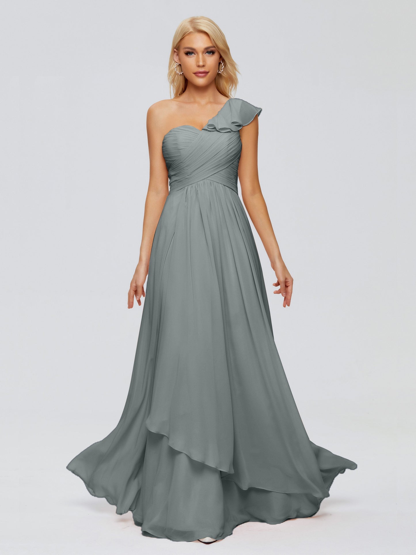 Kylie One-Shoulder Ruffles Chiffon Bridesmaid Dresses