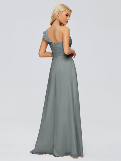 Kylie One-Shoulder Ruffles Chiffon Bridesmaid Dresses