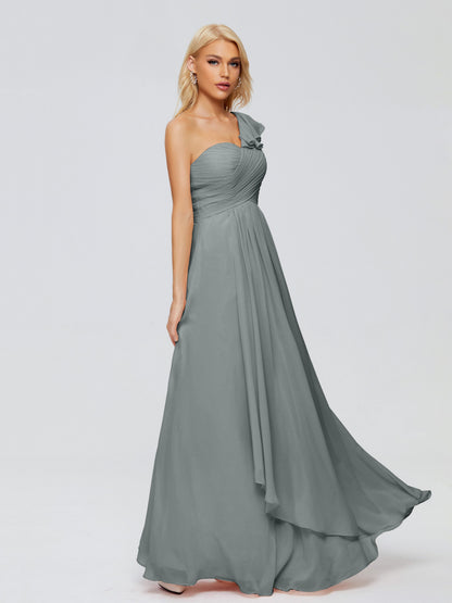 Kylie One-Shoulder Ruffles Chiffon Bridesmaid Dresses