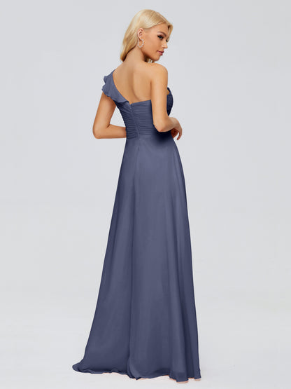 Kylie One-Shoulder Ruffles Chiffon Bridesmaid Dresses