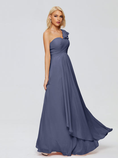 Kylie One-Shoulder Ruffles Chiffon Bridesmaid Dresses