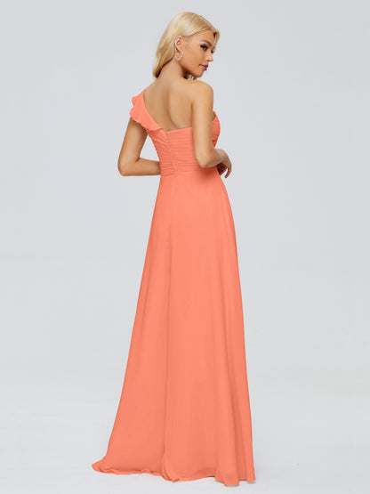 Kylie One-Shoulder Ruffles Chiffon Bridesmaid Dresses