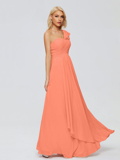 Kylie One-Shoulder Ruffles Chiffon Bridesmaid Dresses