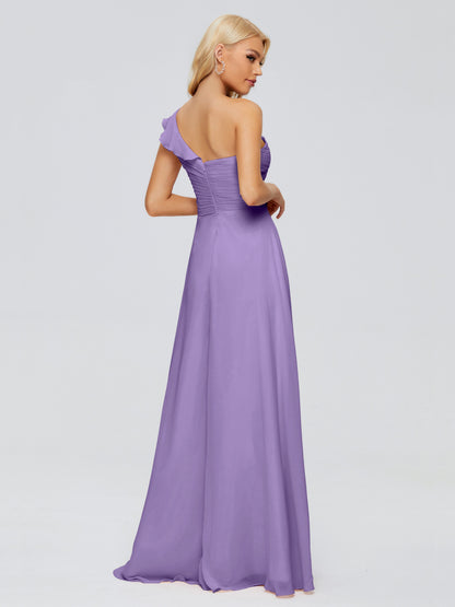 Kylie One-Shoulder Ruffles Chiffon Bridesmaid Dresses