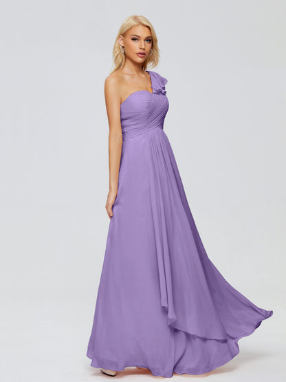 Kylie One-Shoulder Ruffles Chiffon Bridesmaid Dresses
