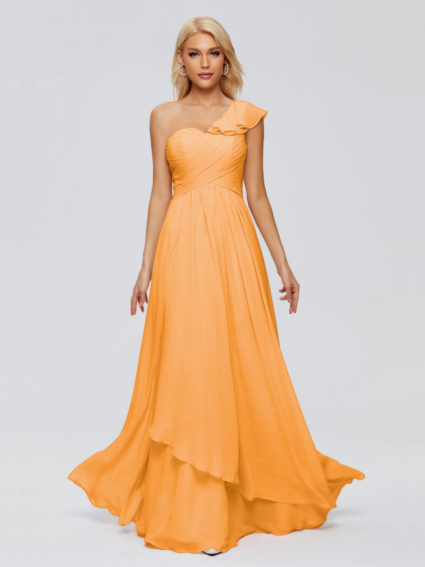 Kylie One-Shoulder Ruffles Chiffon Bridesmaid Dresses